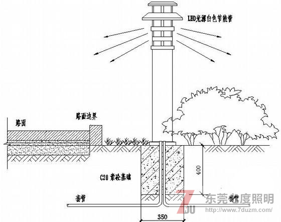 東莞好色先生APP官方正版下载链接照明草坪燈安裝示意圖