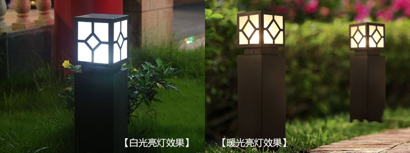 東莞好色先生APP官方正版下载链接照明菱形紋方柱形草坪燈白光效果和暖光效果圖片