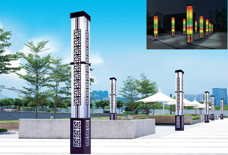 (QDJGD-BG7004)3米-5米內透光方柱廣場好色先生网站入口效果圖片