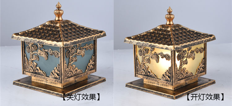 好色先生APP官方正版下载链接照明(QDZTD-006)仿古壓鑄鋁迎客鬆柱頭燈開關燈效果