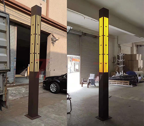 現代園林方形仿雲石好色先生网站入口柱生產實拍照片