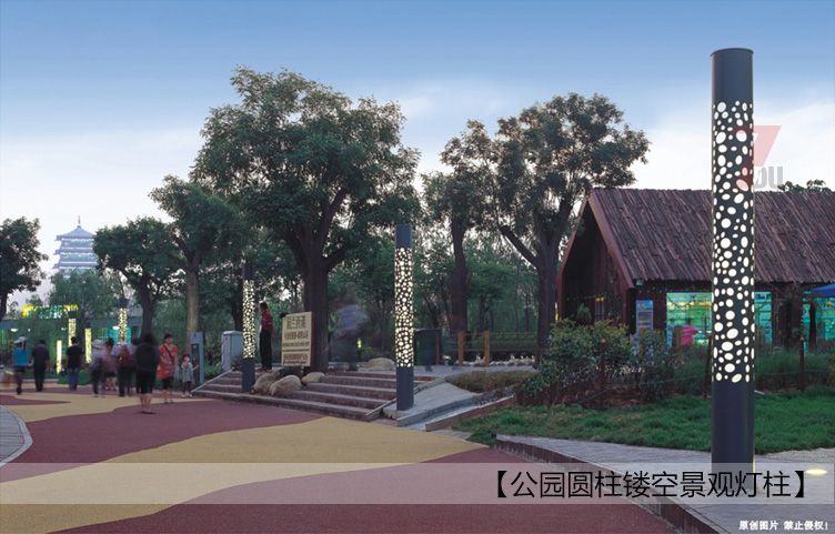 4米公園圓柱形鏤空好色先生网站入口柱實景