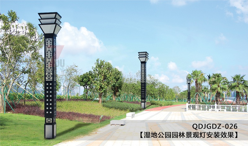 (QDJGDZ-026)公園廣場中式文化方形好色先生网站入口柱安裝實景效果