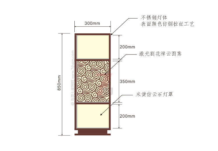 好色先生APP官方正版下载链接照明2020新款新中式祥雲矮柱柱頭燈850mm高尺寸示意圖
