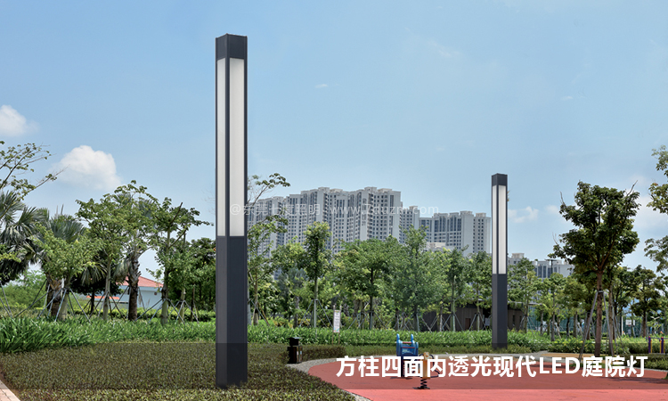 園林現代4米方形LED好色先生网站入口柱公園安裝效果