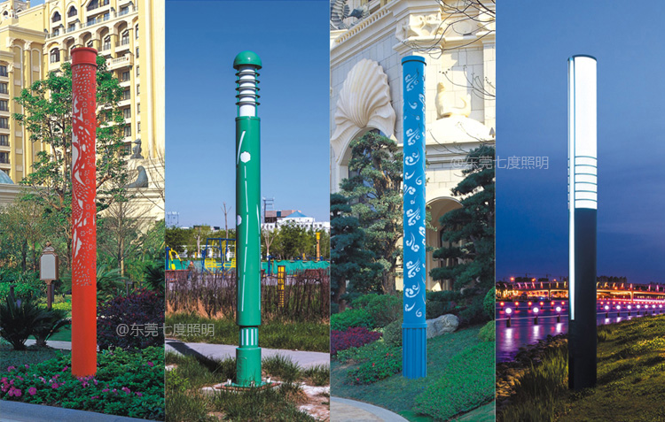 3米-5米公園圓柱形好色先生网站入口柱鏤空+帶裝飾條實物效果