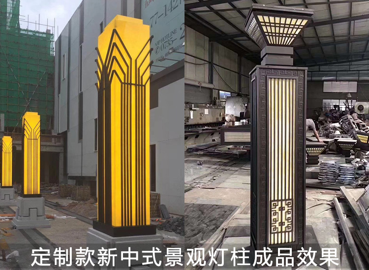 非標定製小區廣場新中式好色先生网站入口柱成品效果實拍